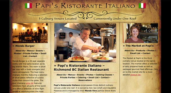 WordPress Website: Papis Ristorante Italiano